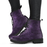 Purple Gothic Grunge Lace Up Combat Boots - Gothic Purple Boots (JPREG68)
